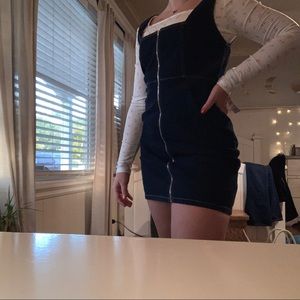 Denim zip up dress